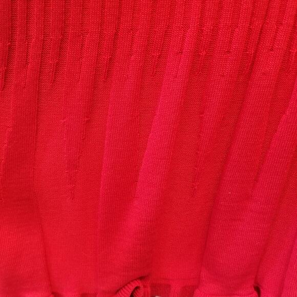 Red Knit Dress Vintage 90s Stretch Long Sleeve Round Neck Petites Women's Size L - Picture 9 of 12